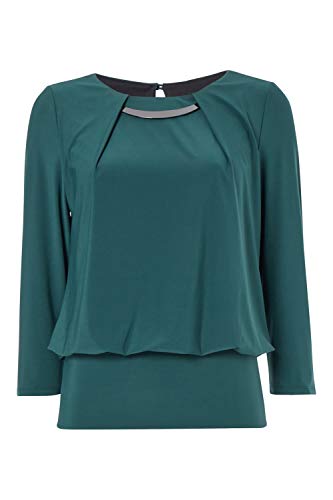Roman Originals blusa con detalles de metal para mujer – Elegante escritorio de noche para cena, trabajo, oficina, joyas metálicas brillantes adornadas