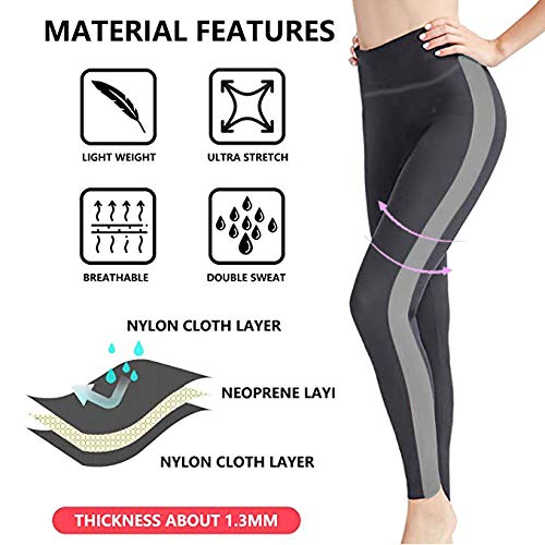 ROOTOK Pantalones de Sauna Adelgazantes Mujer Nanotecnología - Leggins Reductores Adelgazantes, Leggins Anticeluliticos Cintura Alta, Mallas Fitness Push Up para Deporte Running Yoga Gym (S)