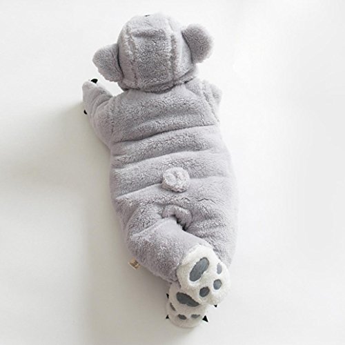 Ropa Bebe Invierno, Fossen Grueso Cálido Mamelucos con Capucha Animal de Dibujos Animados Mono Ropa para Recién Nacido Bebé Niños Niñas 0-18 Meses (0-6 Meses, Gris)