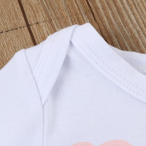 Ropa Bebe Niña Otoño Invierno Fossen Recién Nacido Niña Peleles Monos de Manga Larga + Floral Pantalones + Sombrero + Venda de Pelo,0-18 Meses Bebé Ropa (3-6 Meses, Rosa)