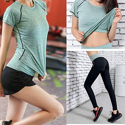 Ropa Deportiva Mujer,5 Piezas Conjuntos Deportivos para Mujer Yoga Fitness Deporte Chándales Ropa de Correr Conjunto de Gimnasio Ejercicio Carrera Entrenamiento Transpirable Cómodo