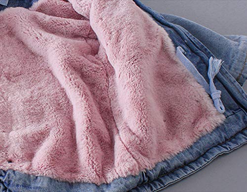 Ropa Niña, ASHOP Ropa Bebe Niña Invierno 2019 Chaqueta con Capucha Abrigo Niña Chaqueta Vaquera con Cuello de Piel Gruesa y Terciopelo 1-6 años (Rosado,110)