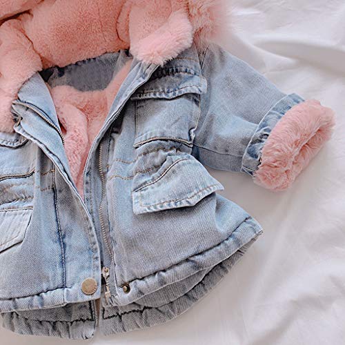 Ropa Niña, ASHOP Ropa Bebe Niña Invierno 2019 Chaqueta con Capucha Abrigo Niña Chaqueta Vaquera con Cuello de Piel Gruesa y Terciopelo 1-6 años (Rosado,110)
