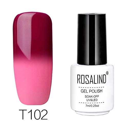 Rosalind - Esmalte permanente pintauñas gel uv y led de uñas con cambio de temperatura, 7 ml, color blanco