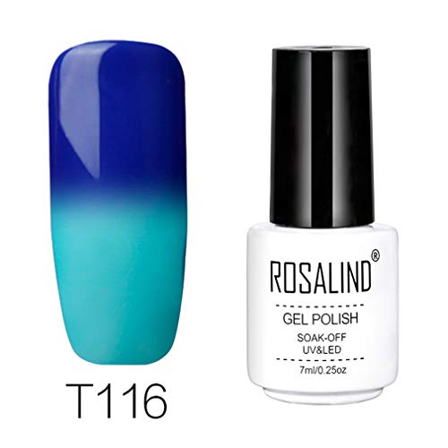 Rosalind - Esmalte permanente pintauñas gel uv y led de uñas con cambio de temperatura, 7 ml, color blanco