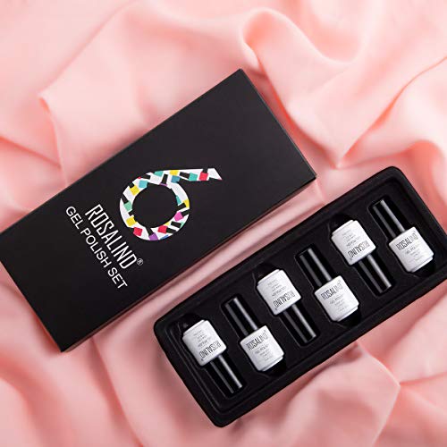 ROSALIND ROSALIND Esmalte Semipermanente de Uñas en Gel UV LED Color Desnudo Esmalte de Uñas Kit Uñas de Gel Manicura Soak off 6pcs 7ml