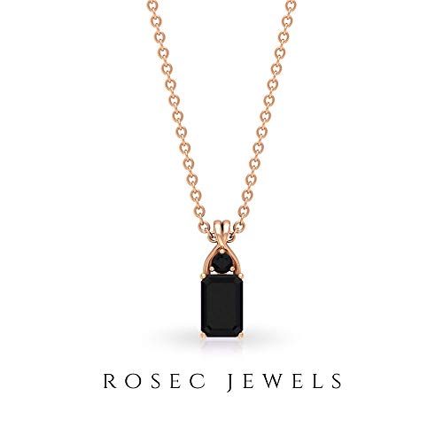 Rosec Jewels 10 quilates oro rosa redonda Octagone Black Espinela negra