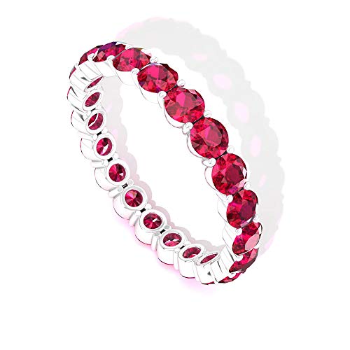 Rosec Jewels 18 quilates oro rosa redonda Red Rubí, relleno de vidrio