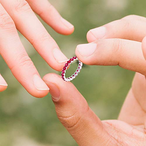 Rosec Jewels 18 quilates oro rosa redonda Red Rubí, relleno de vidrio