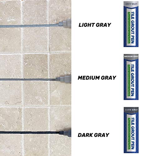 Rotulador de lechada para juntas de azulejos color GRIS | PACK x 2 unidades 8ml | Restaura el color de las juntas de baños y cocinas | GRIS claro - medio - oscuro