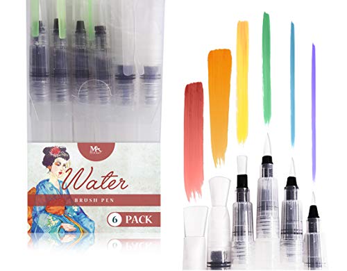 Rotuladores de Agua con Punta de Pincel - Water Brush Pens - Set de 6 para Artistas Consagrados y Pintores Principiantes - Ideal para Creaciones en Acuarela - MozArt Supplies