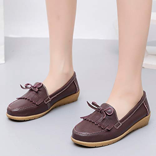 ROVNKD – Zapatillas para Mujer, Piel Suave Mocassins apasionadas Planas Zapatillas de Deporte café 43