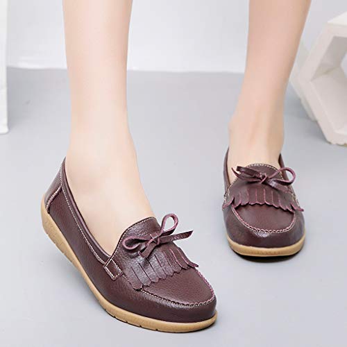 ROVNKD – Zapatillas para Mujer, Piel Suave Mocassins apasionadas Planas Zapatillas de Deporte café 43