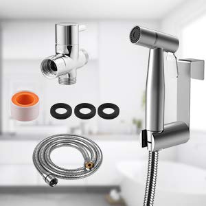 Rovtop Kit de rociador de bidé de mano, grifos de bidé de baño a presión para limpieza de inodoros, higiene personal, soporte de acero inoxidable gancho para bidé