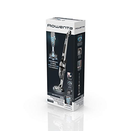 Rowenta RH8995WO Air Force Extreme Silence - Aspirador sin cable, sin bolsa, 32.4 V, autonomía 75 min, batería ion litio, cabezal delta LED, cepillo motorizado, 3 velocidades, fácil almacenar