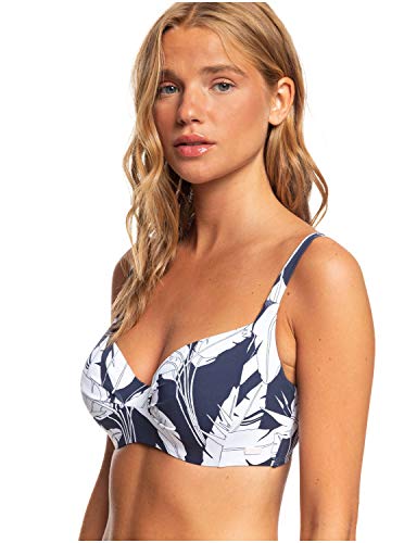 Roxy Printed Beach Classics-Top De Bikini Copa D con Aros para Mujer Tiki Triangular, Mood Indigo Flying Flowers s, M