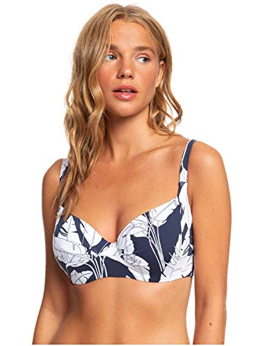 Roxy Printed Beach Classics-Top De Bikini Copa D con Aros para Mujer Tiki Triangular, Mood Indigo Flying Flowers s, M
