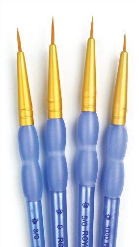 Royal & Langnickel Golden Taklon - Juego de pinceles para detalles (material sintético), color dorado y azul