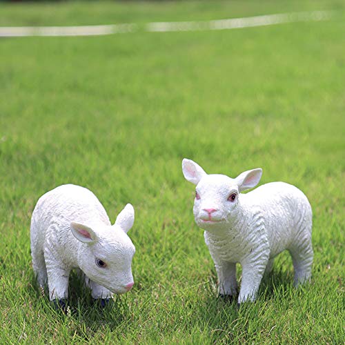 RPLW Artificial Ovejas Jardín Estatua,Impermeable Resina Cordero Escultura,Patio Decorativo Art Accent,Patio Trasero Figurilla,para Al Aire Libre Césped Decoración C 22x8x18cm(9x3x7inch)