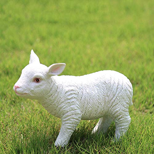 RPLW Artificial Ovejas Jardín Estatua,Impermeable Resina Cordero Escultura,Patio Decorativo Art Accent,Patio Trasero Figurilla,para Al Aire Libre Césped Decoración C 22x8x18cm(9x3x7inch)