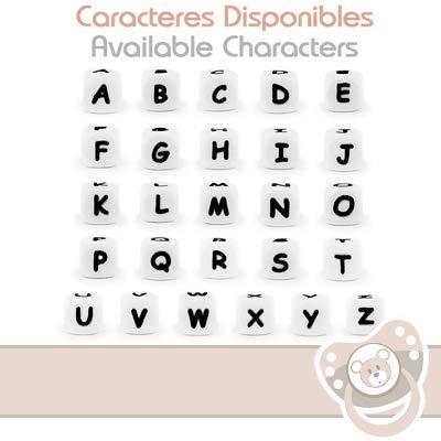 RUBY - Chupetero personalizado para bebe con nombre, figura crochet, bola silicona antibacteria con pinza redonda plástico, con 3 agujeros de seguridad. 2º unid al 15% de desc. (Gris-01)