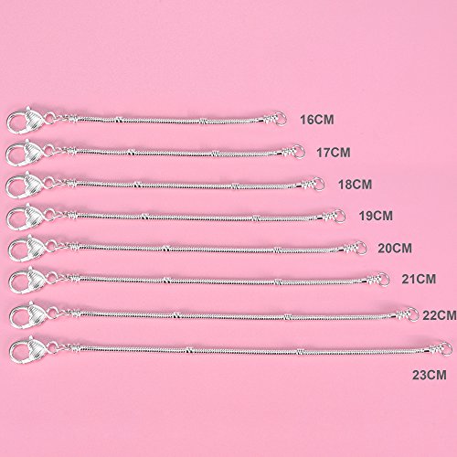 rubyca 5pcs blanco corazón chapado en plata pulsera de cadena de serpiente Europea de langosta ajuste encanto perlas