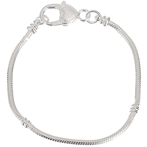 rubyca 5pcs blanco corazón chapado en plata pulsera de cadena de serpiente Europea de langosta ajuste encanto perlas