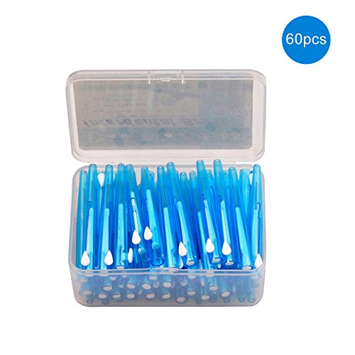 Ruier-hui Cepillos Interdentales Palillo Interdental(60 pcs) Palillos Dentales Palillo de Dientes Cepillo Dental Limpiardor de Dientas Hilo Interdental (Azúl)