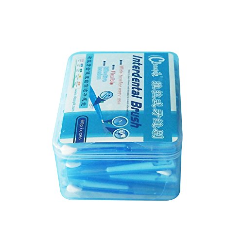 Ruier-hui Cepillos Interdentales Palillo Interdental(60 pcs) Palillos Dentales Palillo de Dientes Cepillo Dental Limpiardor de Dientas Hilo Interdental (Azúl)