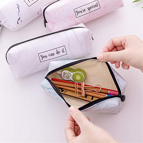 Ruikey Bolsa Para Lápices Mármol Estuche Escolar Creativa de Gran Capacidad Cartera Bolsa de Cosméticos Conveniente Para los Estudiantes Jóvenes(I trus you)