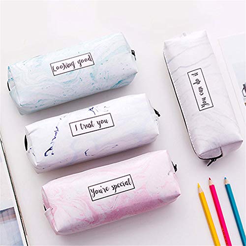 Ruikey Bolsa Para Lápices Mármol Estuche Escolar Creativa de Gran Capacidad Cartera Bolsa de Cosméticos Conveniente Para los Estudiantes Jóvenes(I trus you)
