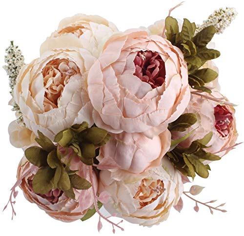 Ruiuzi Vintage Ramo de Flores de peonia Rosa, Artificial, para Boda decoración para el hogar (Light Pink)