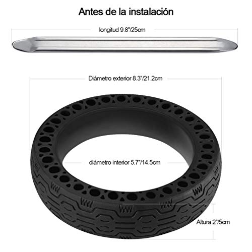 RUNACC Llanta Libre Reemplazo de llanta sólida Llanta con 1 Palanca de llanta para Scooter eléctrico Xiaomi M365 (Negro(1PCS)) (Negro(2PCS))
