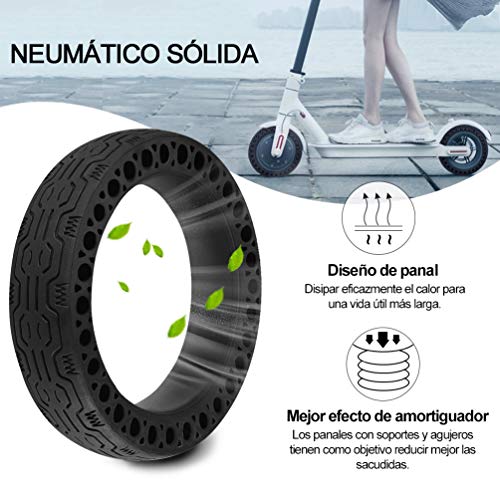 RUNACC Llanta Libre Reemplazo de llanta sólida Llanta con 1 Palanca de llanta para Scooter eléctrico Xiaomi M365 (Negro(1PCS)) (Negro(2PCS))