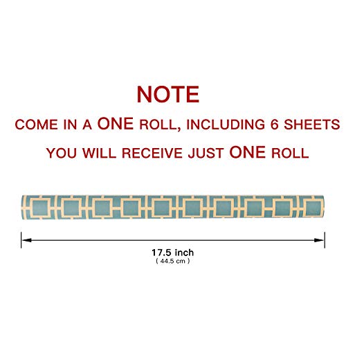 RUSPEPA Hoja De Envoltura De Regalo - Papel Kraft De Diseño Geométrico Azul Marino - 6 Hojas Embaladas En 1 Rollo - 44,5 X 76 cm Por Hoja