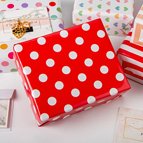 RUSPEPA Hojas De Papel Para Envolver Regalos - Puntos, Herts, Rayas Papel De Envolver Colorido - 6 Hojas Plegadas - 50CM X 70CM