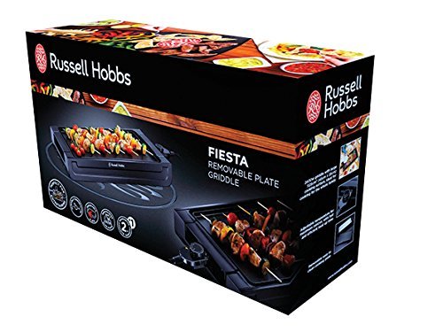 Russell Hobbs Fiesta - Plancha de Cocina Eléctrica (2400 W, Apta Lavavajillas, Bandeja Goteo, Negro) - ref. 22550-56