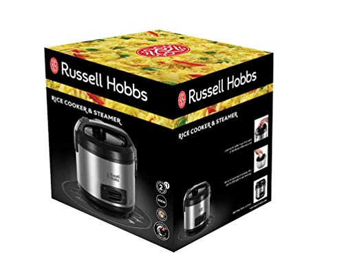 Russell Hobbs- Vaporera y arrocera grande (antiadherente, tapa de cristal, 500 W, 14 raciones, Gris) ref. 27080-56