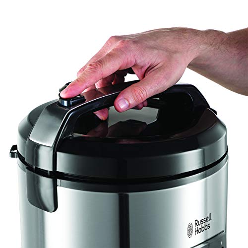 Russell Hobbs- Vaporera y arrocera grande (antiadherente, tapa de cristal, 500 W, 14 raciones, Gris) ref. 27080-56