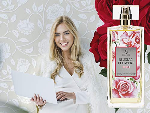 RUSSIAN FLOWERS Agua de tocador (Eau de toilette) para Mujeres, 100 ml – FRAGANCIA Nueva de flores para Ella (ROSE)