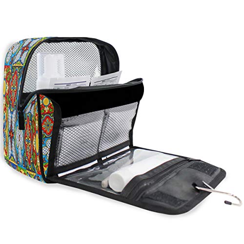 RXYY - Bolsa de aseo plegable para llevar de viaje, diseño de talavera mexicana, para baño o gimnasio, portátil, para mujeres y niñas