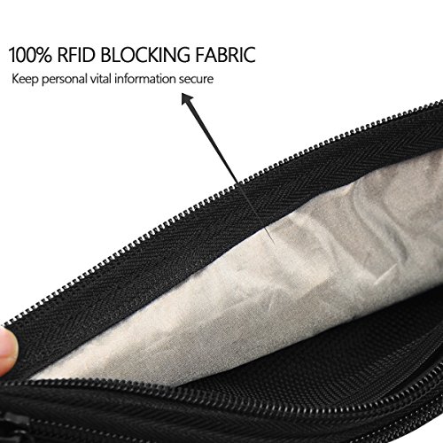 Ryaco Cinturón de Viaje para Dinero con Bloqueo RFID - Riñonera Antirrobo Cartera de Viaje y Portapasaporte - Fácil de Esconder Cintura Bolso Riñonera Deportiva para Hombre y Mujer - Negro