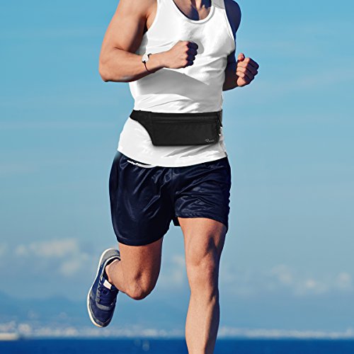 Ryaco Cinturón de Viaje para Dinero con Bloqueo RFID - Riñonera Antirrobo Cartera de Viaje y Portapasaporte - Fácil de Esconder Cintura Bolso Riñonera Deportiva para Hombre y Mujer - Negro