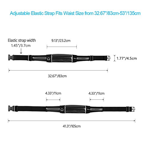 Ryaco Riñonera, Riñonera Deportiva con Bandas contra el Sudor y Reflectante, Riñonera Cinturón Running Impermeable con Ventana Transparente para Correr Caminar Fitness Viaje o al Aire Libre (Negro)