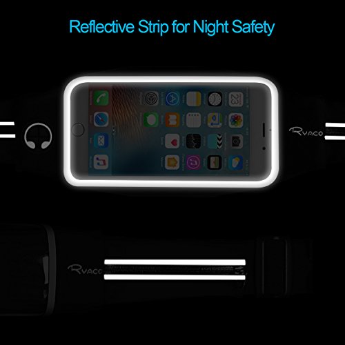 Ryaco Riñonera, Riñonera Deportiva con Bandas contra el Sudor y Reflectante, Riñonera Cinturón Running Impermeable con Ventana Transparente para Correr Caminar Fitness Viaje o al Aire Libre (Negro)