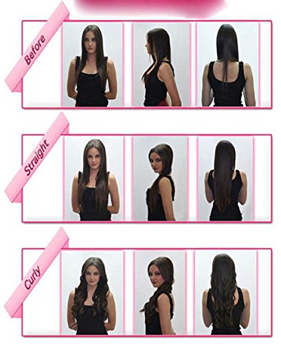 S-noilite® 17" (43 cm) extensiones de cabello cabeza completa clip en extensiones de pelo Ombre ondulado rizado - marrón claro