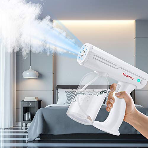 S SMAUTOP Pistola de Vapor de Desinfección Nano 800Ml Luz Azul Nebulizador Desinfectante Portátil Recargable de Mano Máquina Pulverizadora de Esterilización para El Hogar, Automóvil, Oficina, Hospital