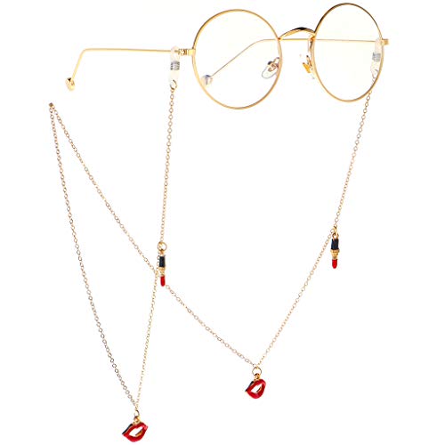 S-TROUBLE Gafas Cadena Personalidad Cuerda de Oro Labios de Moda Lápiz Labial Colgante Gafas de Lectura Gafas de Sol Cuerda Fina Cordón Cordón Collar Mujeres Decoración