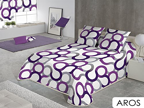 SABANALIA - Colcha Aros (Disponible en Varios tamaños y Colores), Cama 90-180 x 280, Color Lila