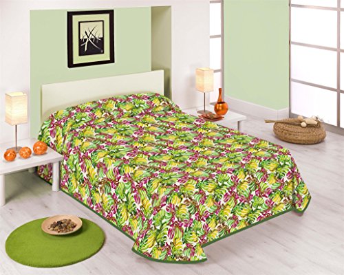 SABANALIA - Colcha Estampada Fidji tamaños, Color Fucsia, Cama 135-230 x 280 cm